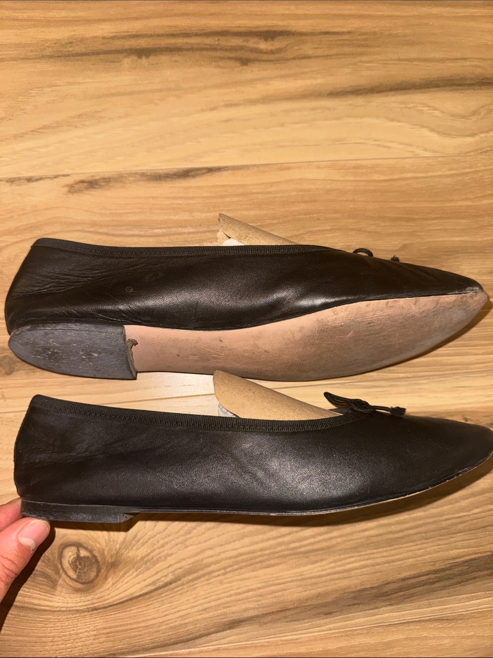 J. Crew Black Leather Ballet Flats with Bow - Picture 10 of 13